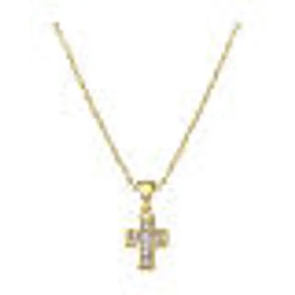 Collier argent 925 avec croix zircons blancs Amen fin. doré