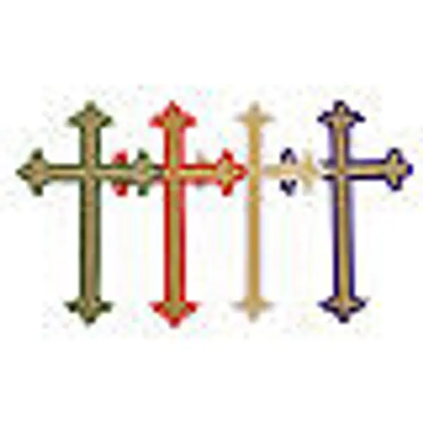 Croix trilobée application à repasser vêtements liturgiques 4 couleurs 24x15 cm