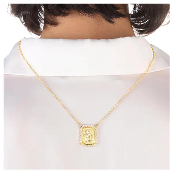 Scapulaire argent 925 doré avec zircons