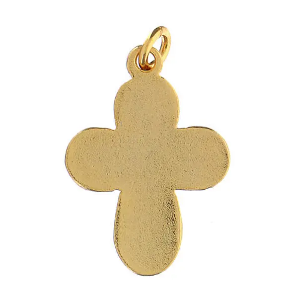 Croix pendentif zamak doré émail noir strass cristal