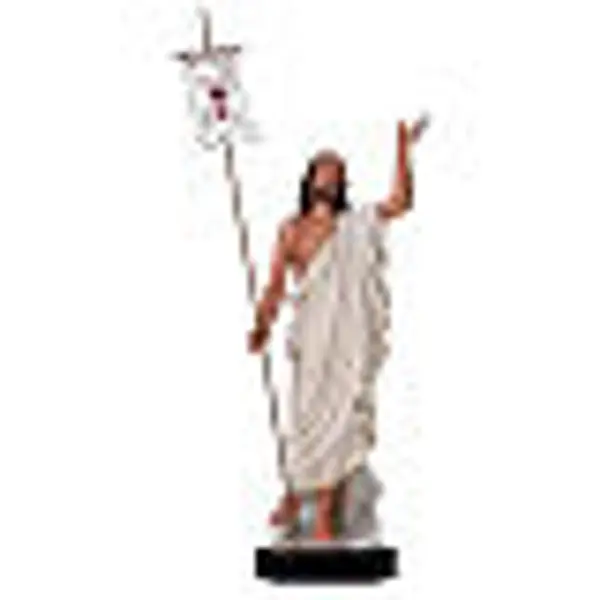 Christ Ressuscité croix drapeau 85 cm statue résine Arte Barsanti