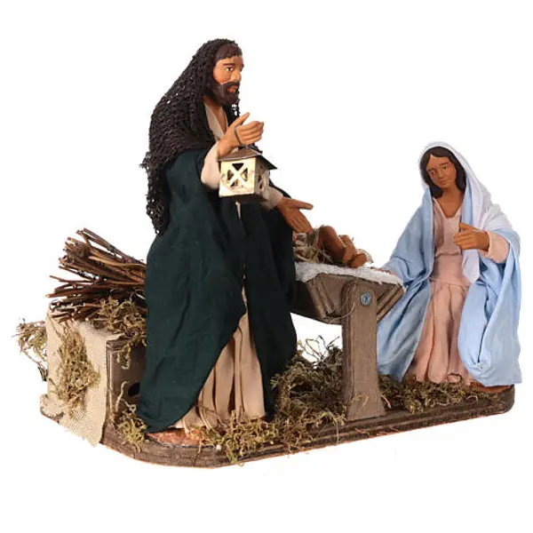 Sainte Famille animée crèche napolitaine 14 cm