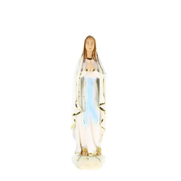 Statue de Notre Dame de Lourdes de 20cm en résine feuille d'or